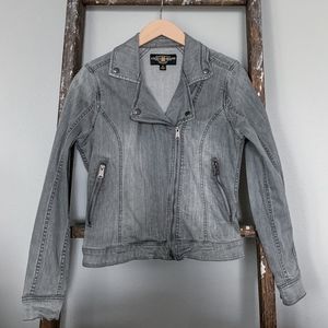 Lucky Brand Grey Denim Moto Jacket